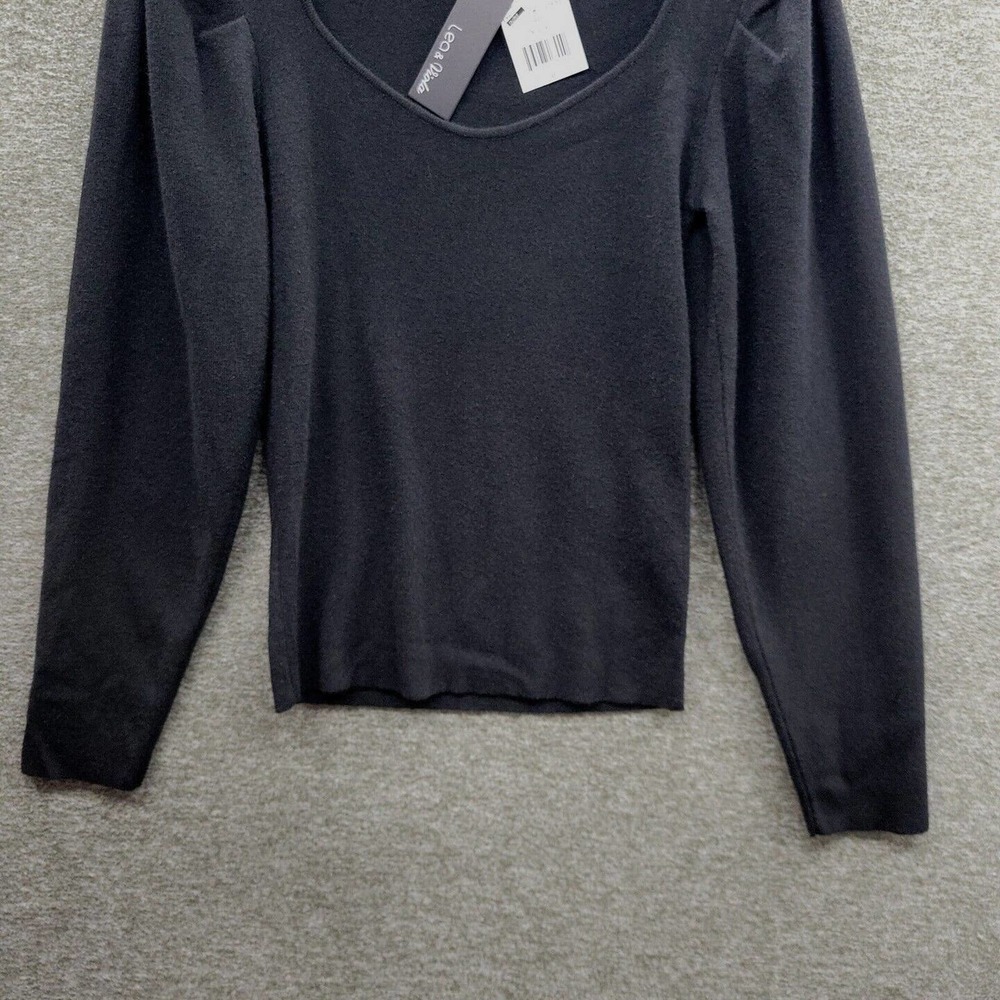 Lea + Viola Women's Medium Ribbed Puff Sleeve Pullover Sweater NWT (MSRP $110) - Picture 3 of 12